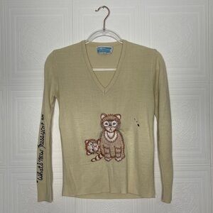 Vintage LeRoy Knitwear What’s New Pussycat? Sweater Small